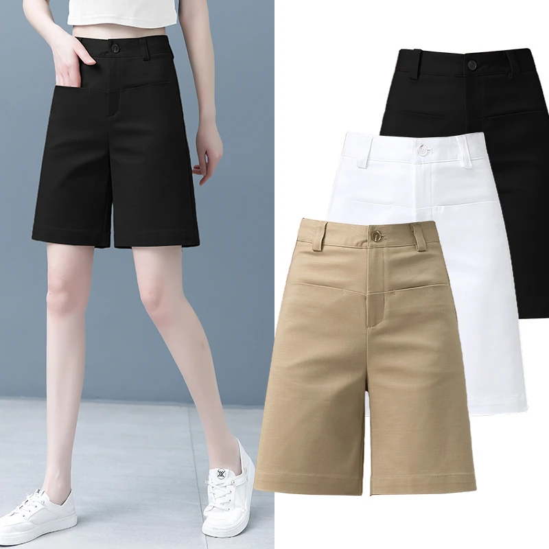 天丝西装短裤女宽松夏季薄款2025年新款显瘦A字阔腿直筒中裤热裤