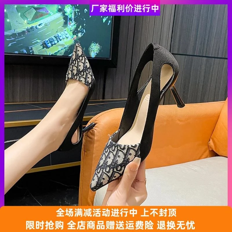 KABINGNI美凯卡冰妮女鞋2025新款百搭性感小众手工细跟中高跟鞋