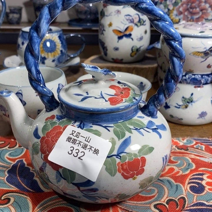 青花瓷小*.景德镇陶瓷茶壶