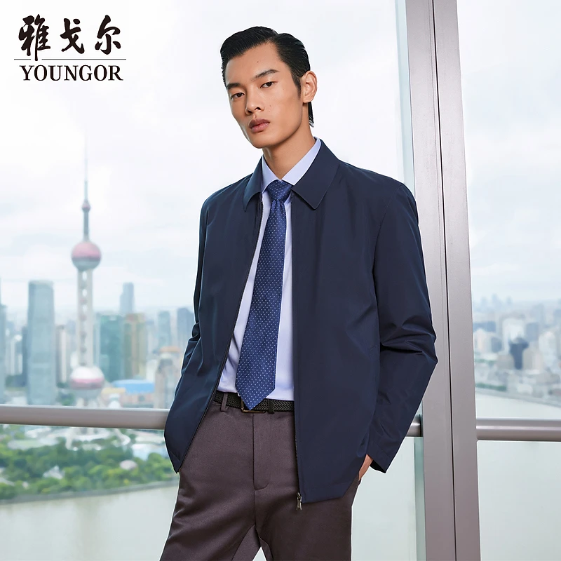 【行政夹克】雅戈尔秋冬夹克商务上班通勤翻领外套男羽绒服429864