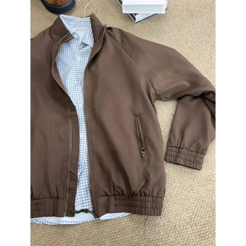 美式工装飞行员夹克男款春季新款美拉德穿搭高级感立领棒球服外套