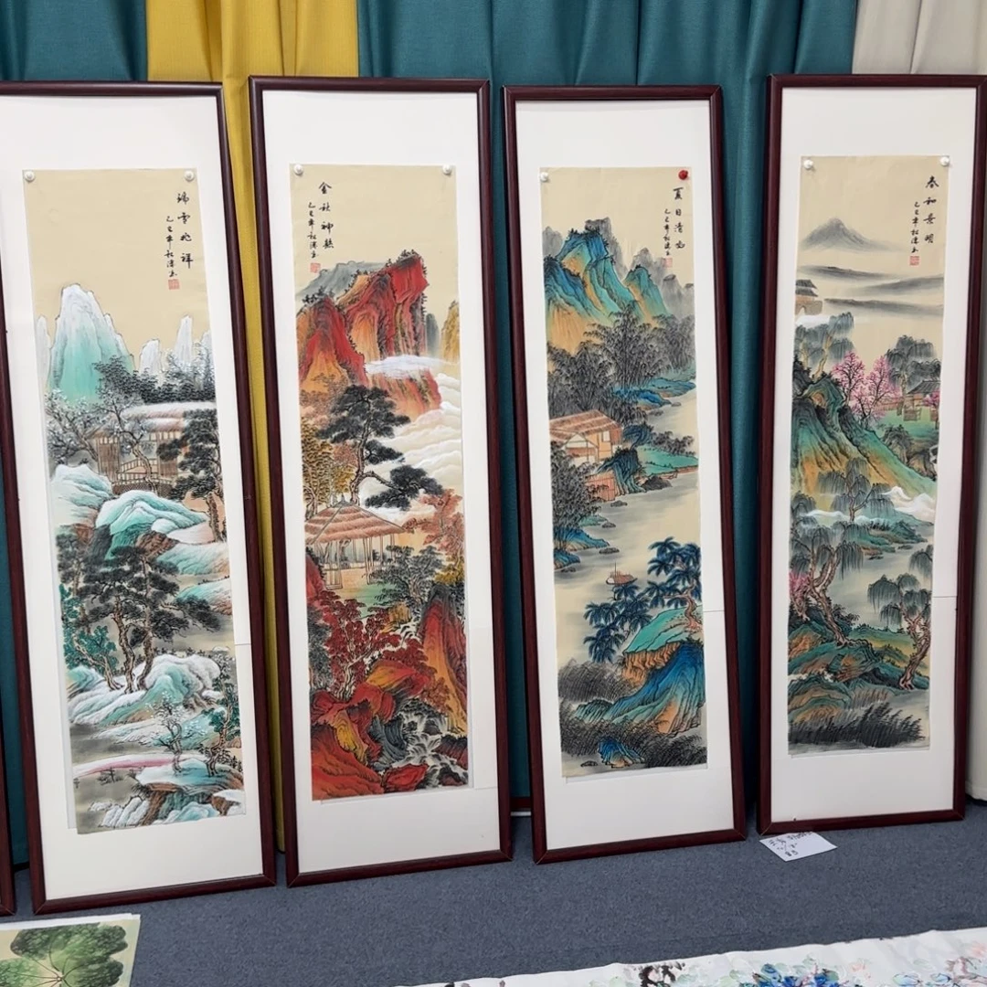 用***2国画尺寸35X140手绘作品