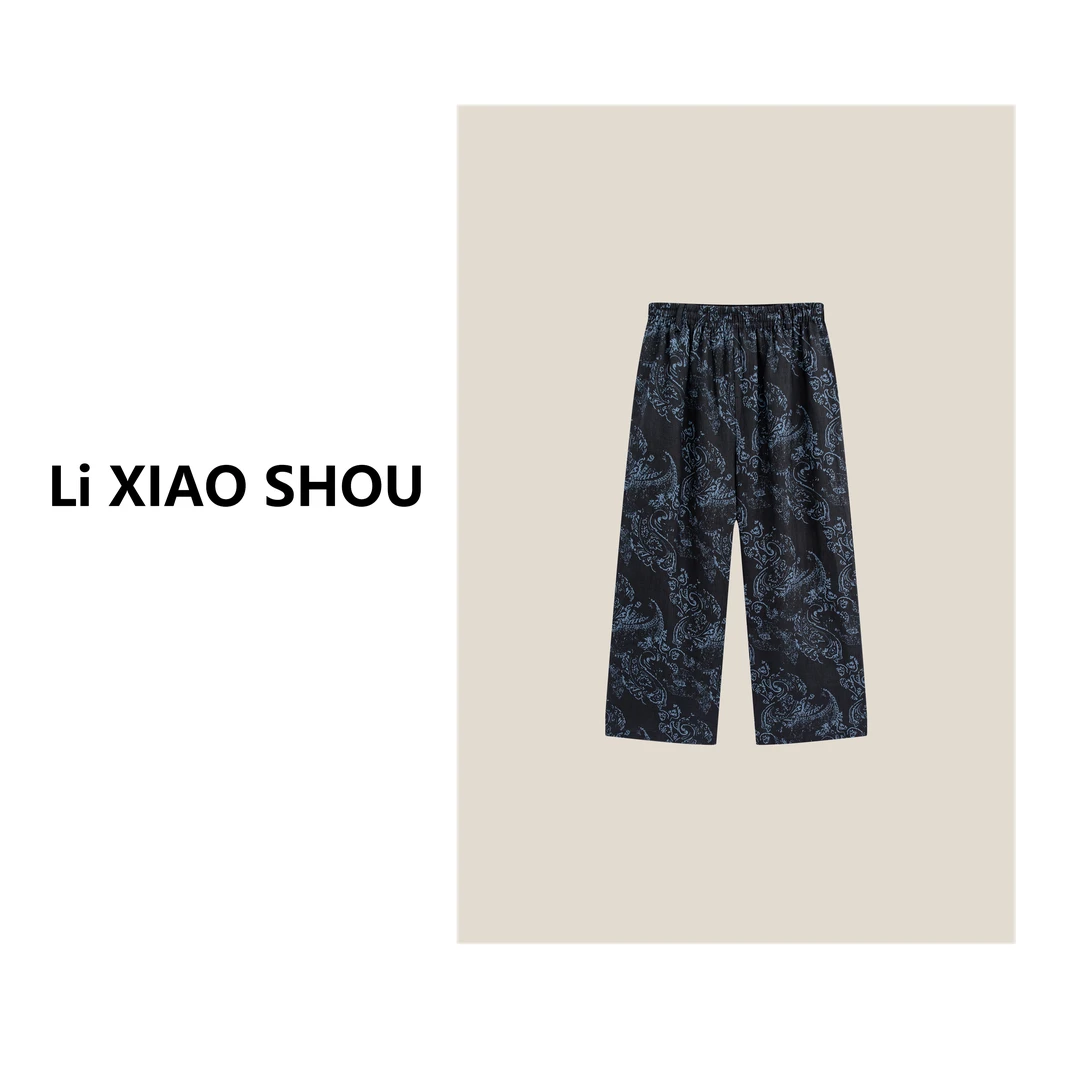 李小瘦大码女装【腰果花裤】夏季新款休闲时尚休闲简约裤子女1296D