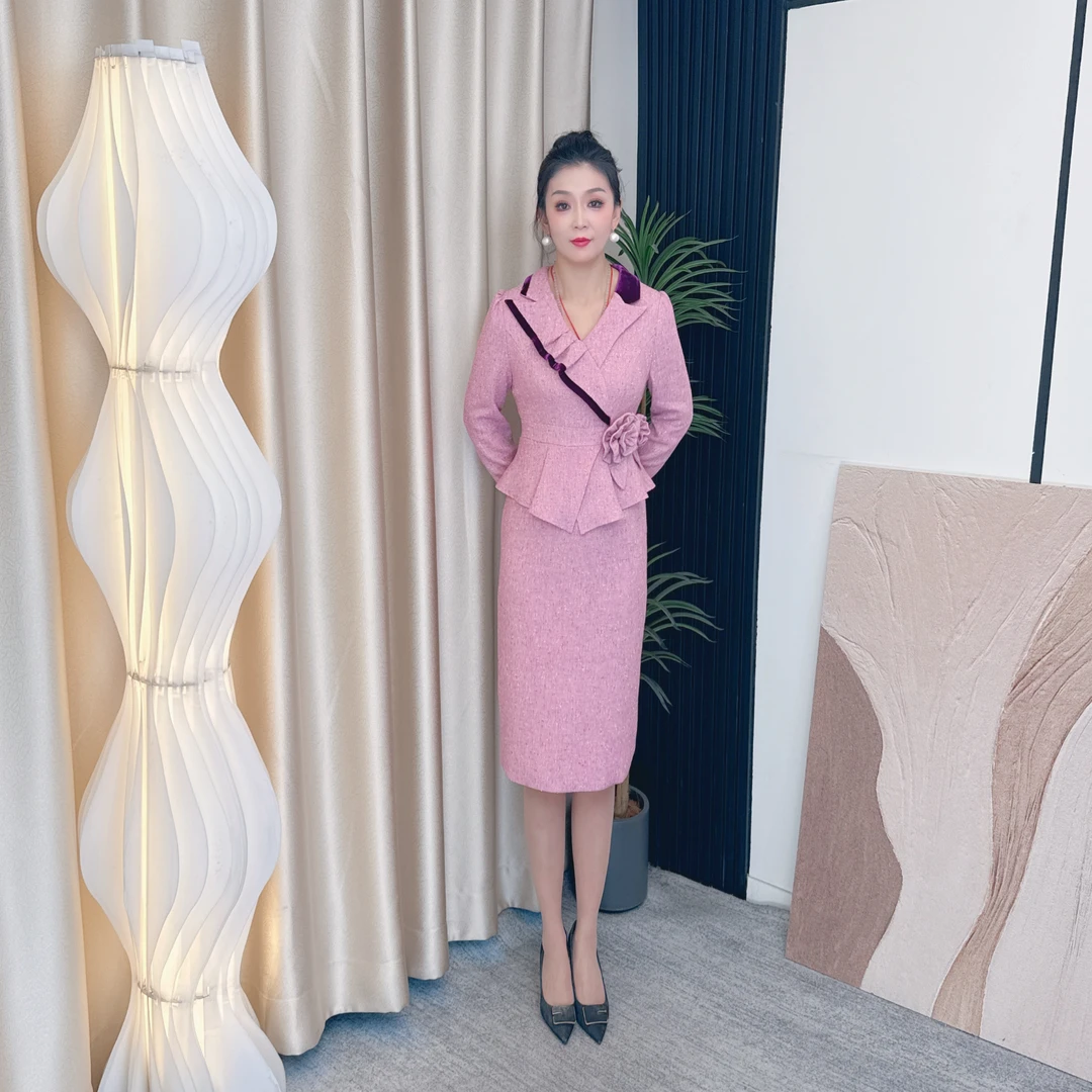 Z353女装假两件显瘦气质轻奢时尚百搭复古收腰名媛