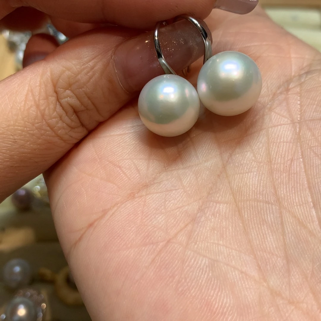 淡水珍珠耳饰银S925镶嵌