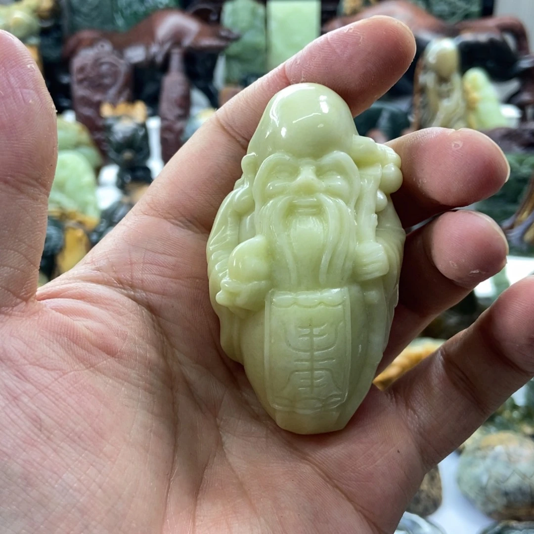 蛇纹石玉合金把件，小摆