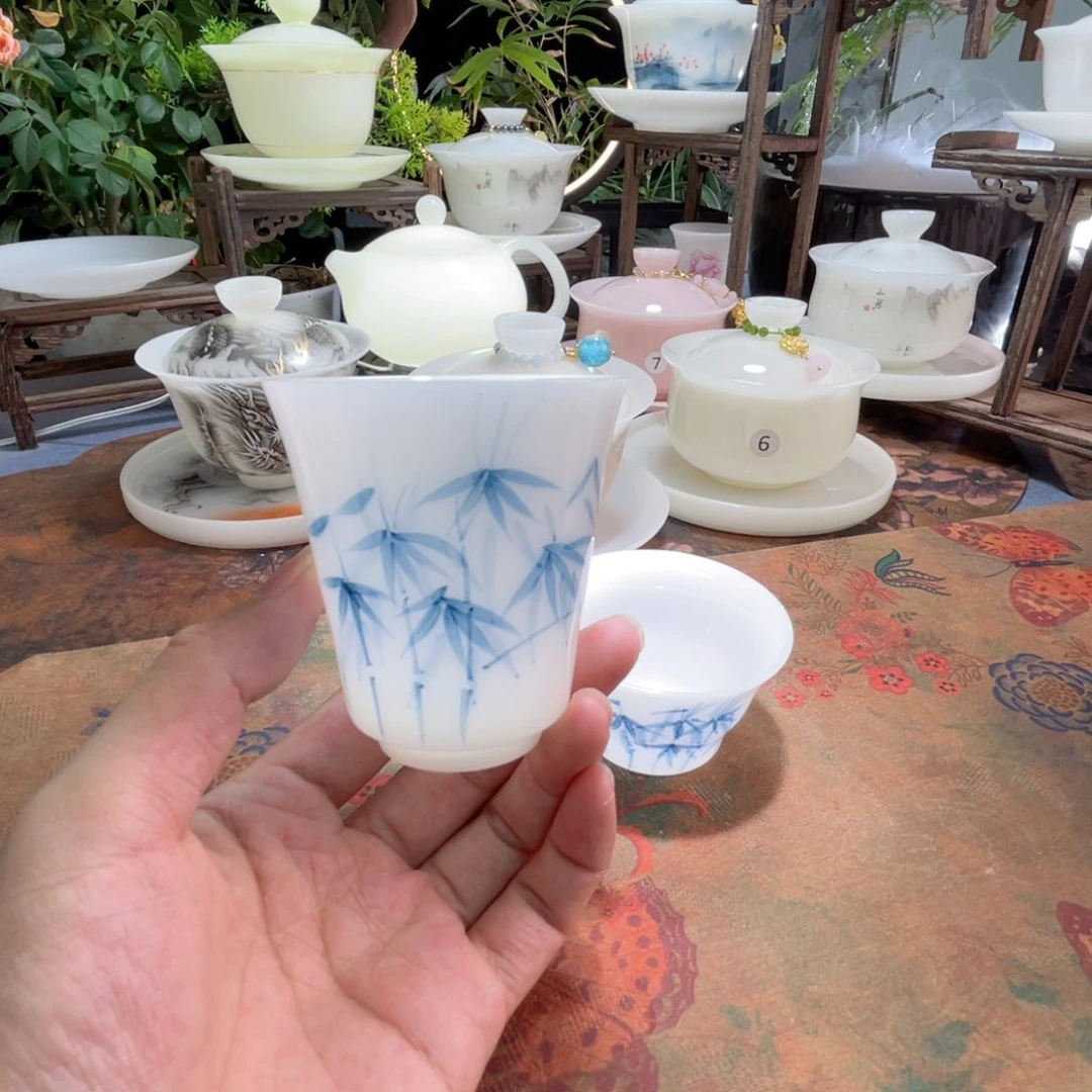 璞玉手绘竹韵闻香杯