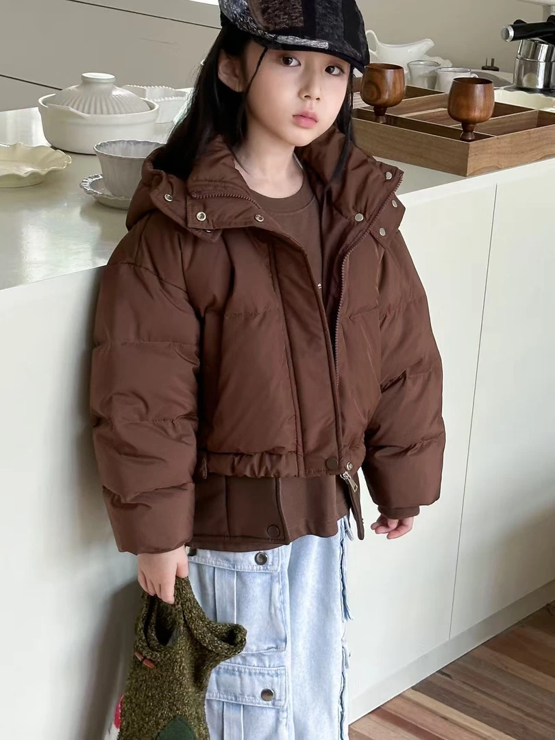 厚款短款拉链加厚纯色百搭女童冬装韩版童装