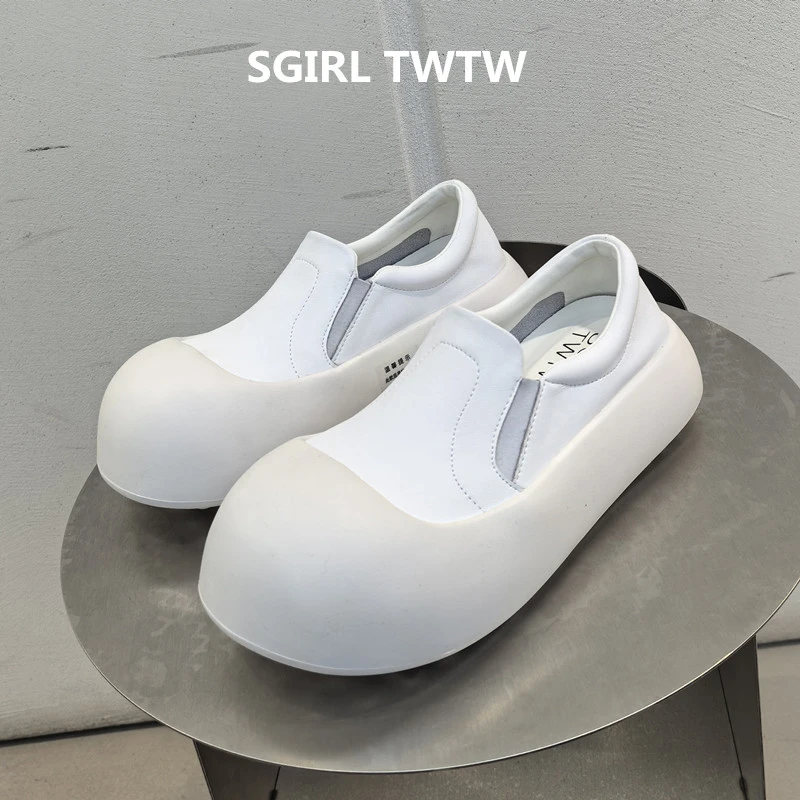 SGIRL TWTW2025年春夏新品超软超轻厚底大头面包鞋松糕鞋小白鞋女