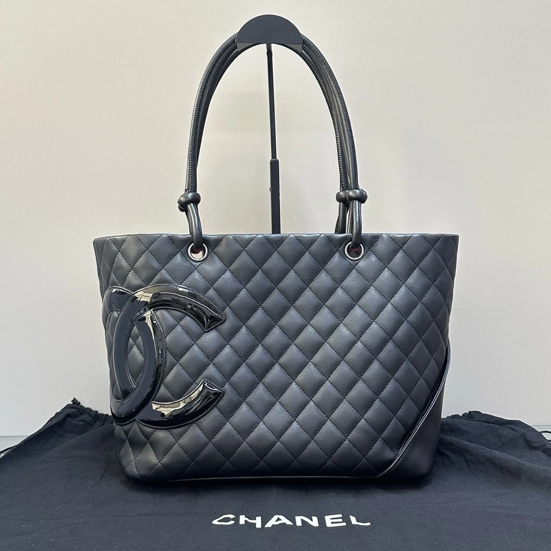 95新 Chanel/香奈儿 黑色康鹏手提单肩托特购物袋 73734