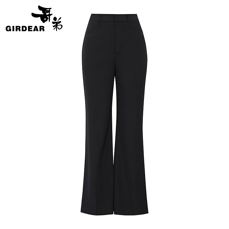 GIRDEAR/哥弟春季新款简约气场通勤西裤质感小直筒微喇裤女119521