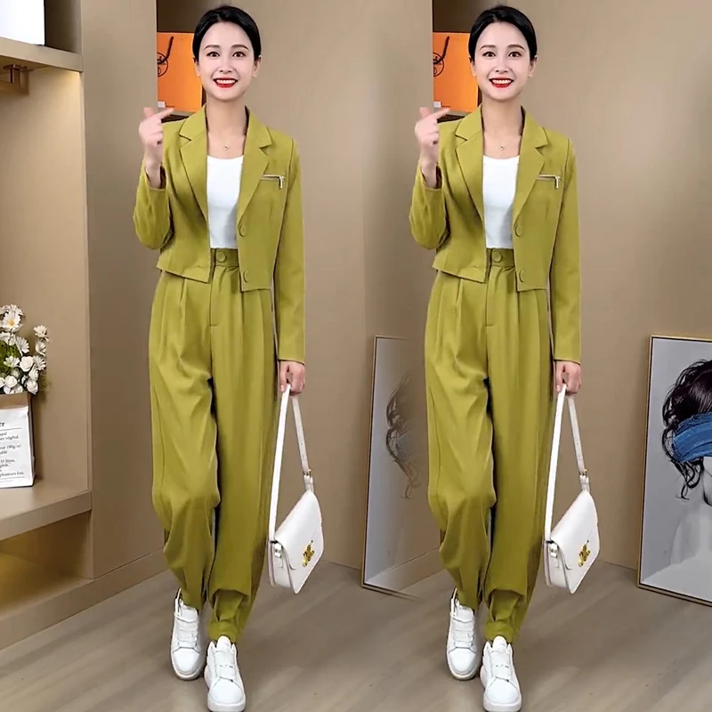 高级感短装西服时尚套装女春秋2026新款洋气时髦小西装裤子两件套