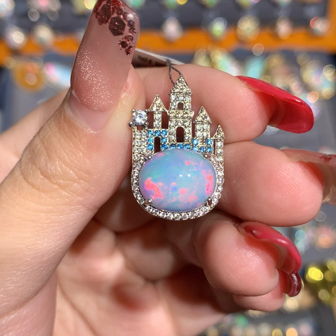 银S925镶嵌欧泊欧泊吊坠y