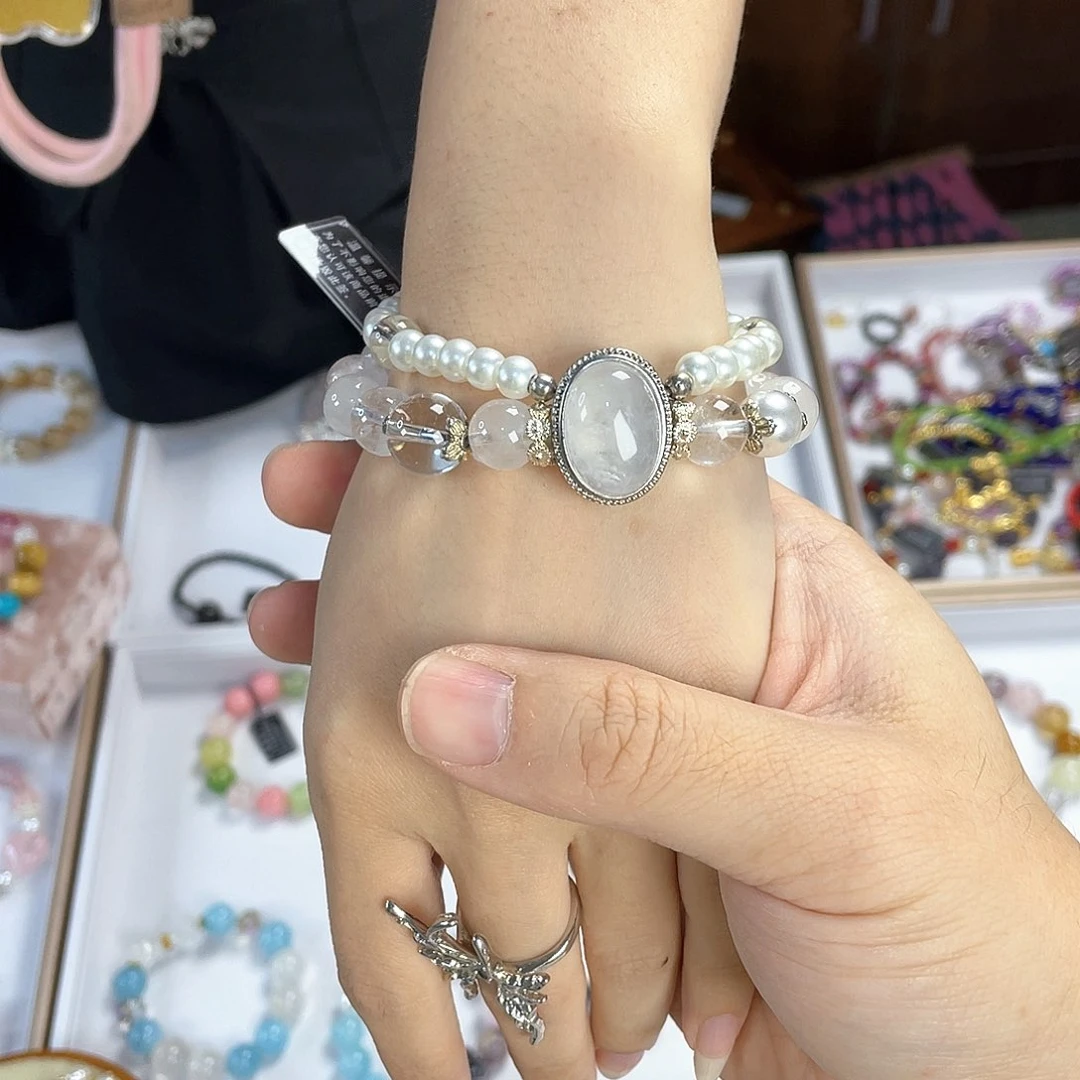 水晶手链银S925镀金镶嵌