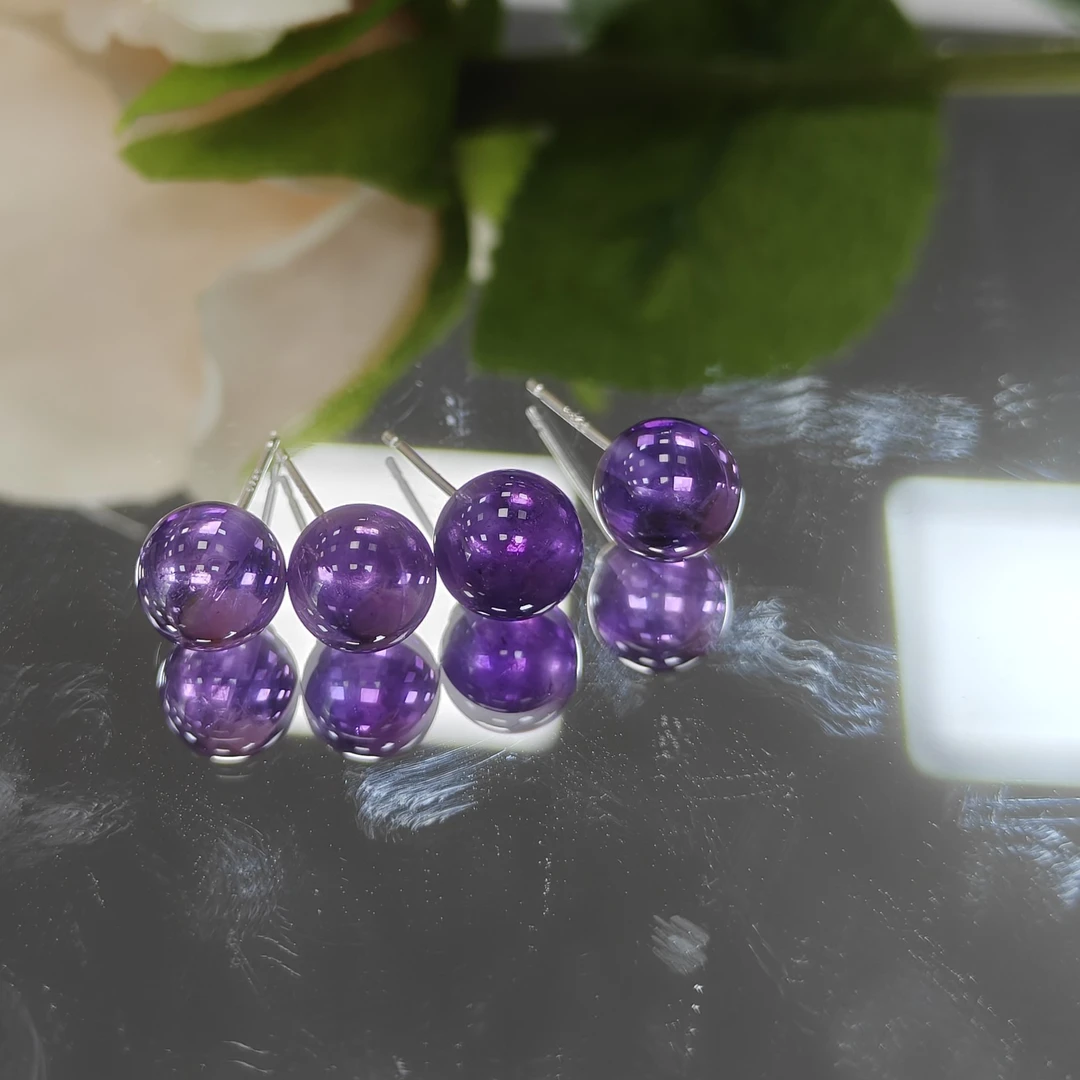 【书记甄选】天然紫水晶耳钉 多样性发一件 1918BB