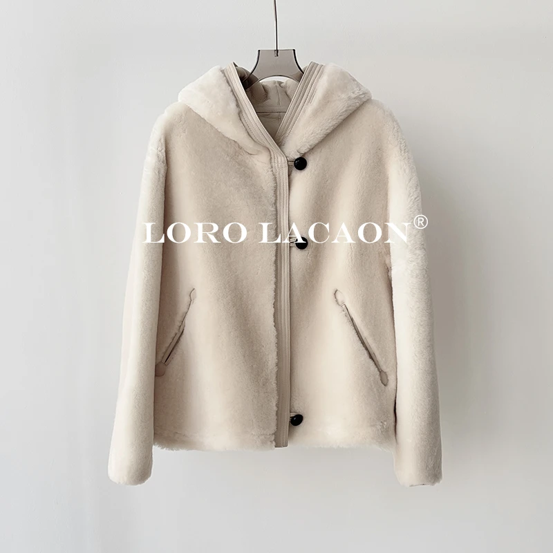 以赛亚 月柔星裹 休闲短款百搭连帽皮草单排扣皮毛一体女外套2893