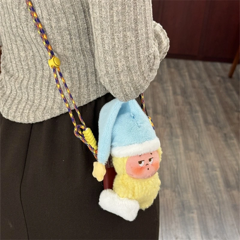 马路女鲨手小哈欠星星人手机背夹挂绳可斜跨毛绒玩偶可爱公仔挂件