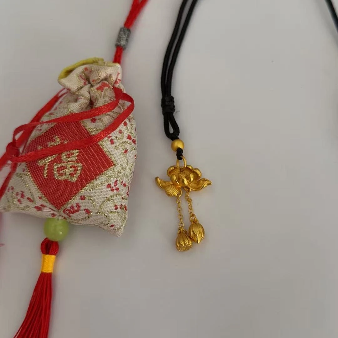 铜合金吊坠 铜合金吊坠新品手工莲花吊坠编绳挂坠+绳子