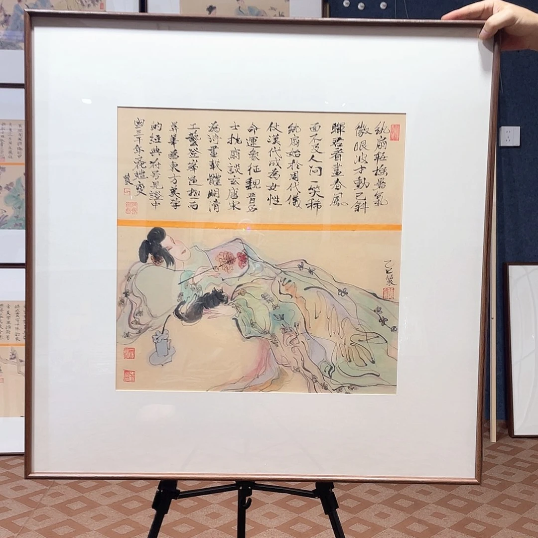 国画手绘画作品带框80/80