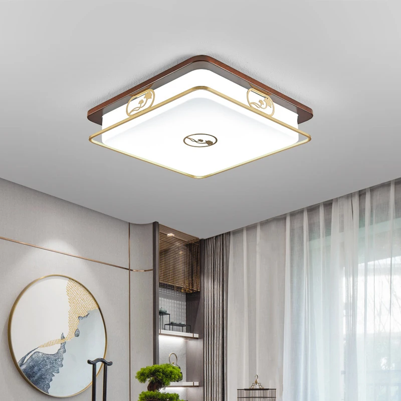 新中式实木吸顶灯国风禅意简约大气客厅卧室书房卧室茶室房间灯