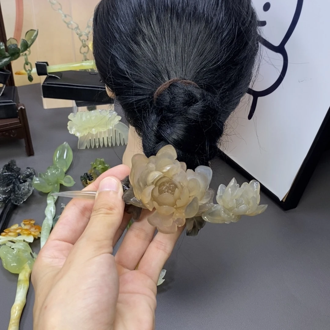 棒***～合金蛇纹石玉发饰