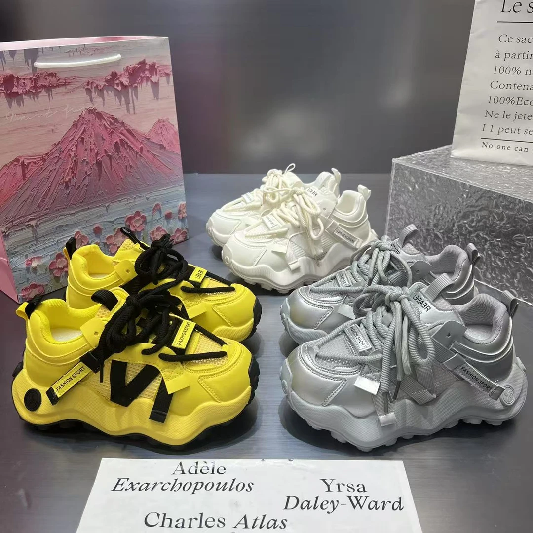 【叶】老爹鞋女设计感小众2025年夏季新款网面透气轻便运动鞋小白鞋