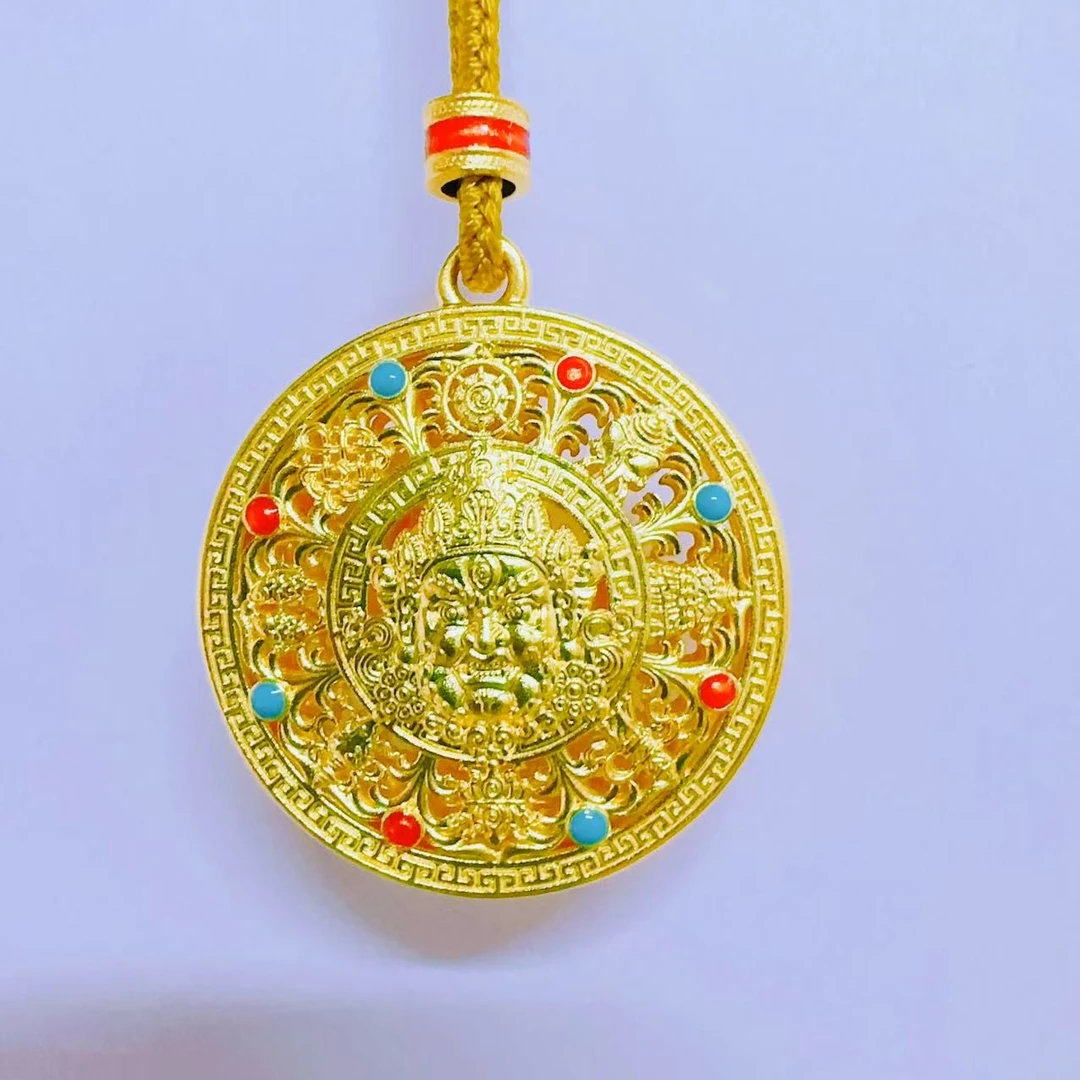 金典传承古法珐琅彩花丝黄财神罗盘吊坠【不支持7天无理由退换货】