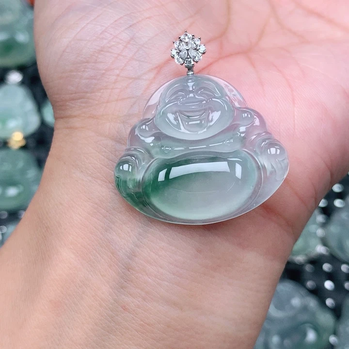 翡翠18K金镶嵌吊坠(不含链)