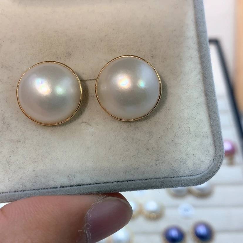 【闪购商品】耳饰拼合珍珠（马贝珠）18K金镶嵌