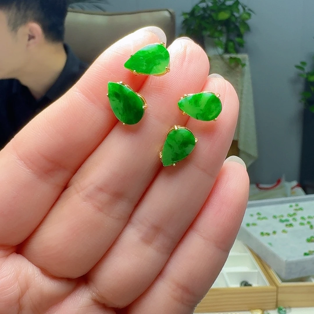 翡翠银S925镶嵌耳饰多样性发货其一