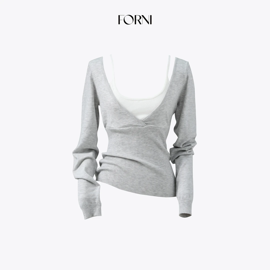 FORNI 天菜Angela 白开水羊毛叠穿假两件T恤