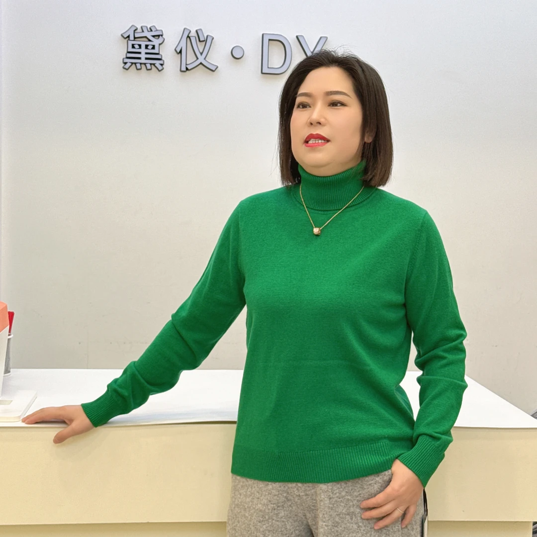 【杨姐推荐】女士秋冬高翻领百搭针织纯色羊毛打底衫