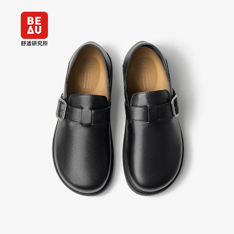 BEAU防水防踢破厚底真皮勃肯鞋全包平底鞋女鞋懒人鞋女单鞋