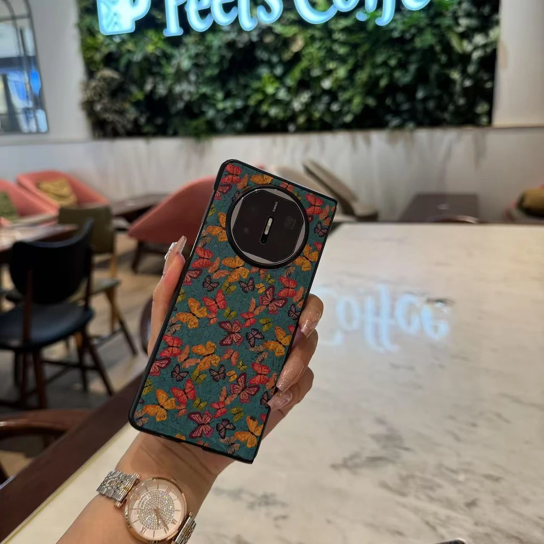 适用于华为Matex6/Matex5/xT时尚彩绘花色复古素皮折叠手机套