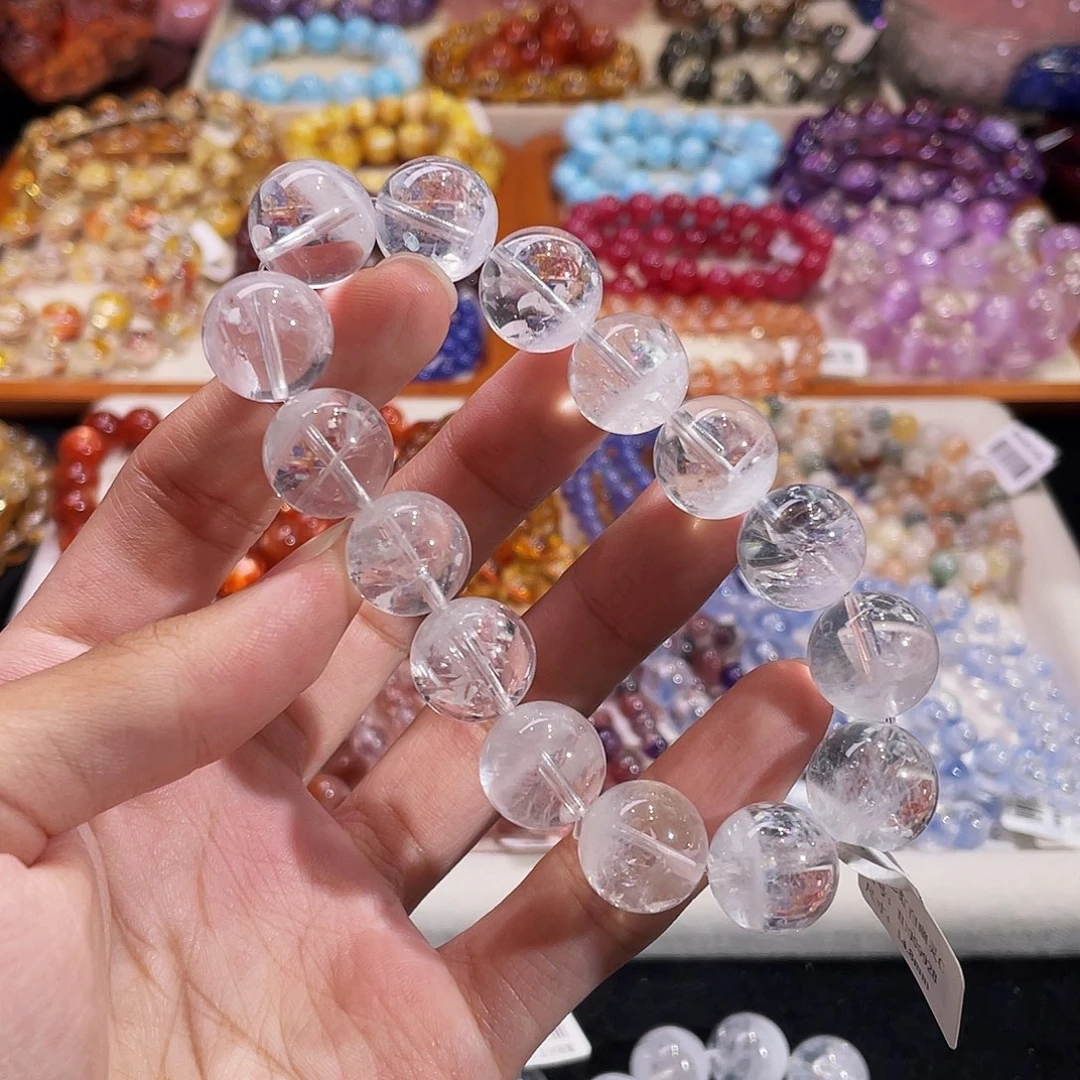 未镶嵌水晶手链半盆彩虹白幽灵14.8