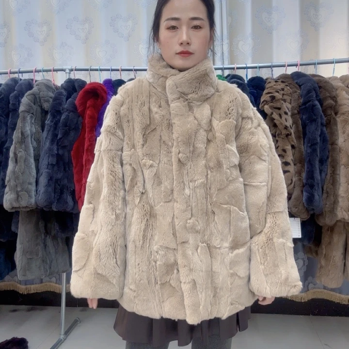 风****浅卡其短款立领m