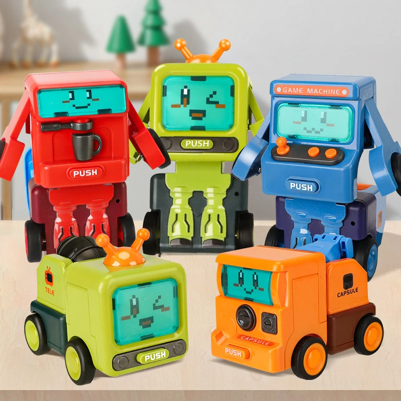 儿童变形汽车工程车玩具男孩5挖掘机惯性碰撞击翻斗吊车宝宝3岁