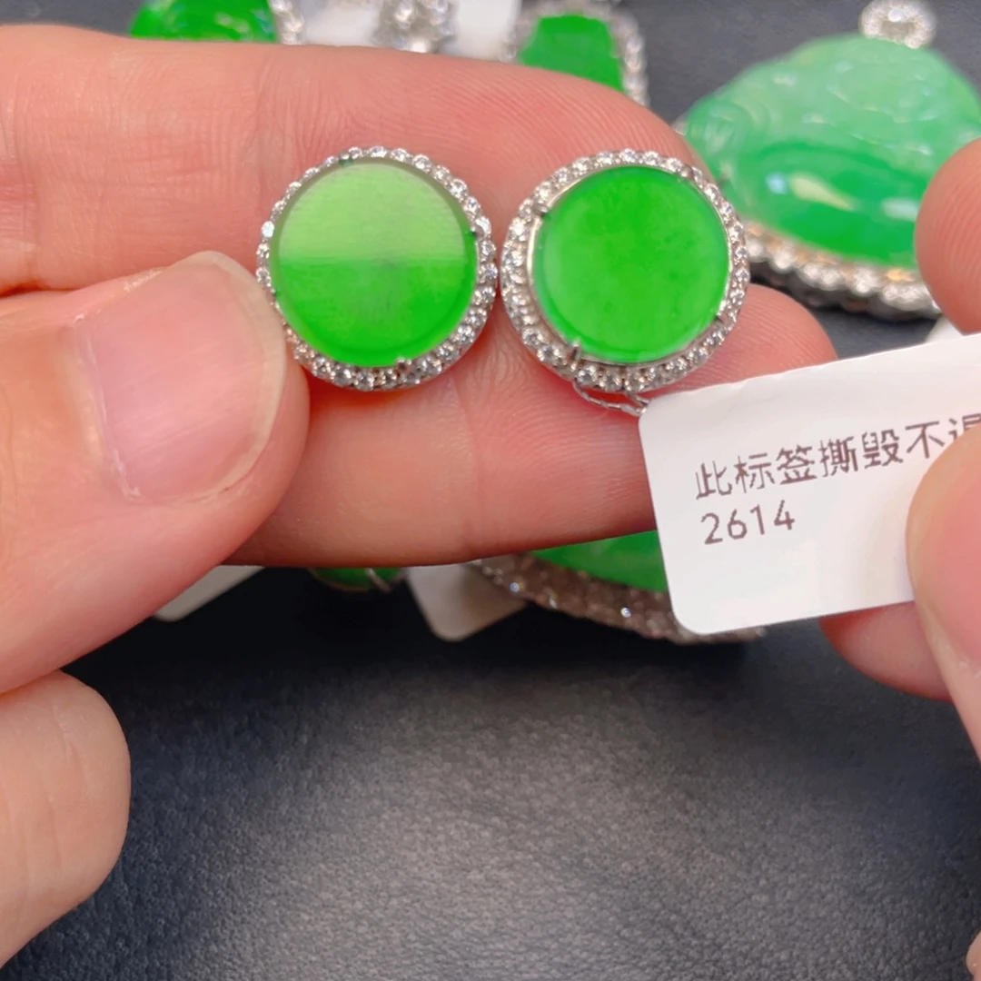 吊坠(不含链)银S925镶嵌翡翠