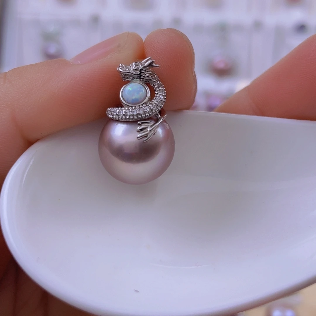 淡水珍珠银S925镶嵌吊坠(赠链)