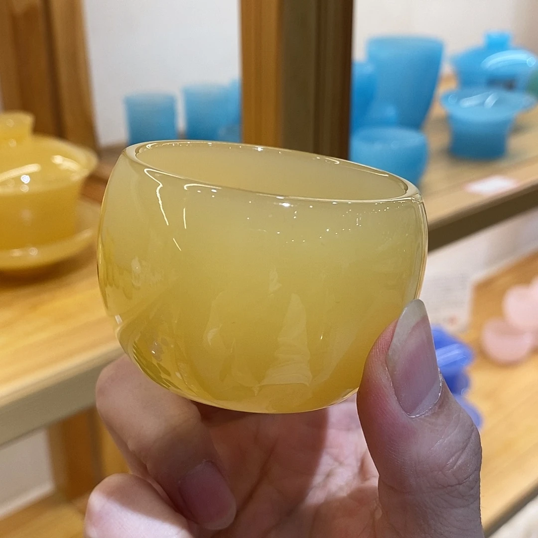 琉璃手工艺品黄色客杯
