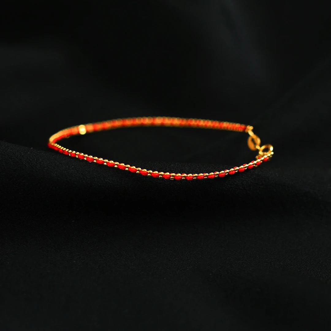 【倩倩专属】18k金编织红绳配件叠戴手绳17cm