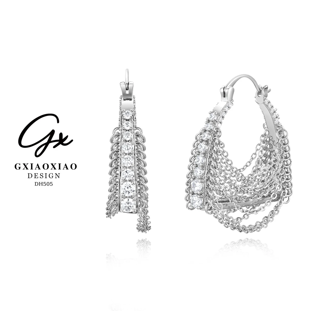 铜合金合成锆石耳饰 GXX【包包涟漪】轻奢个性时尚耳环女 DH505