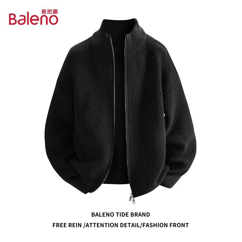 班尼路细条纹针织开衫毛衣男士秋季美式潮流百搭宽松简约痞帅外套