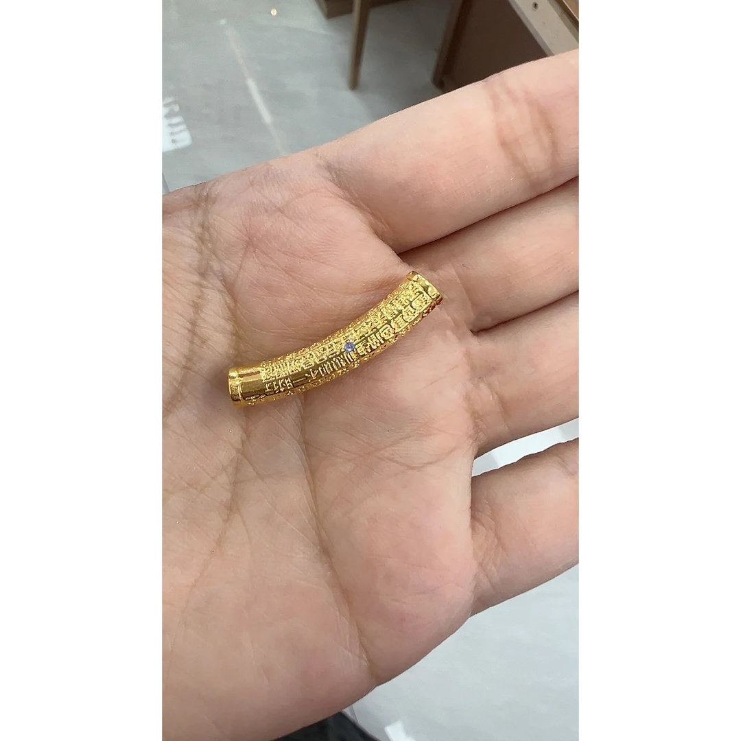 【大器甄选】足金999心经弯管路路通莫桑吊坠 赠链