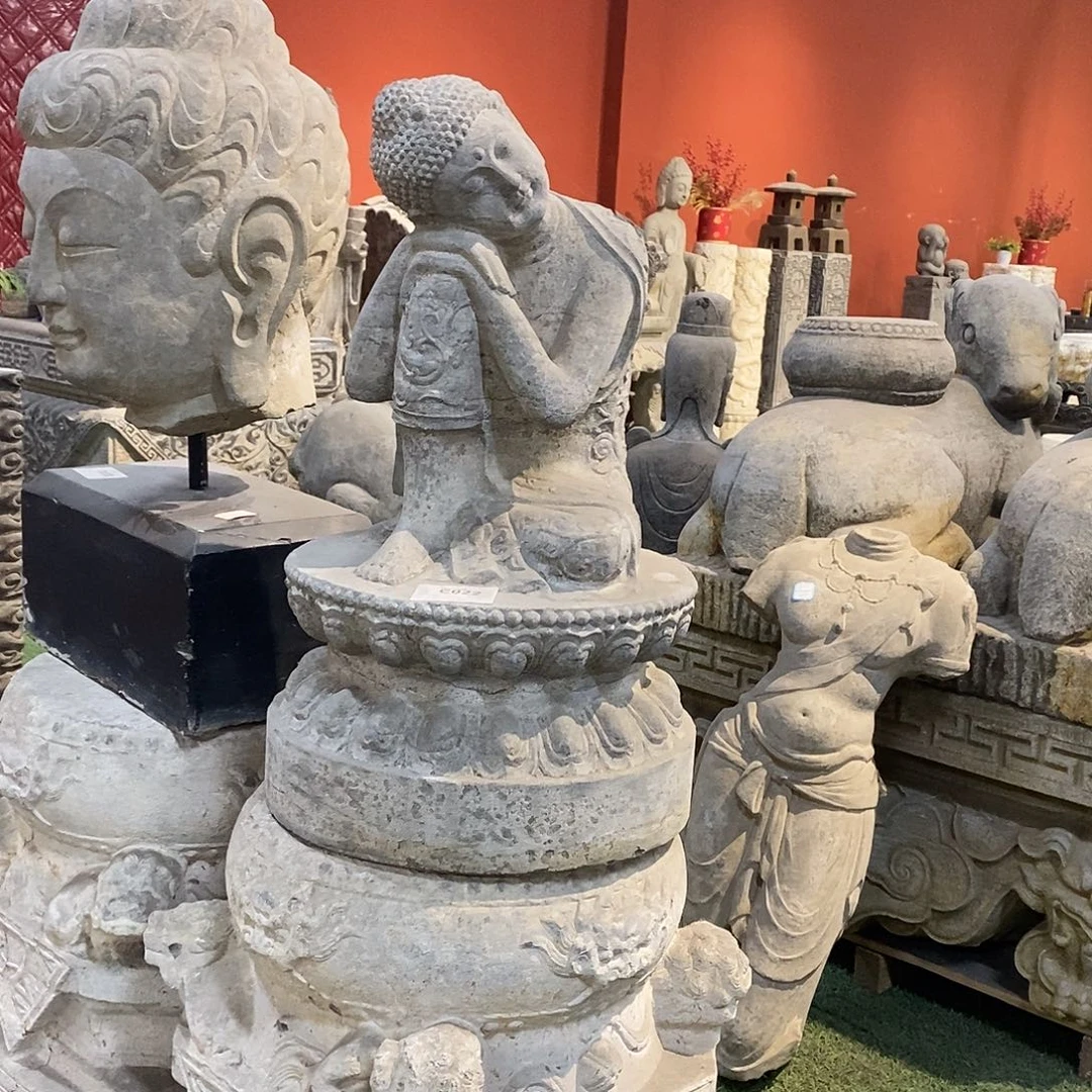 木***)青石石佛一尊 包邮 不包卸车摆放