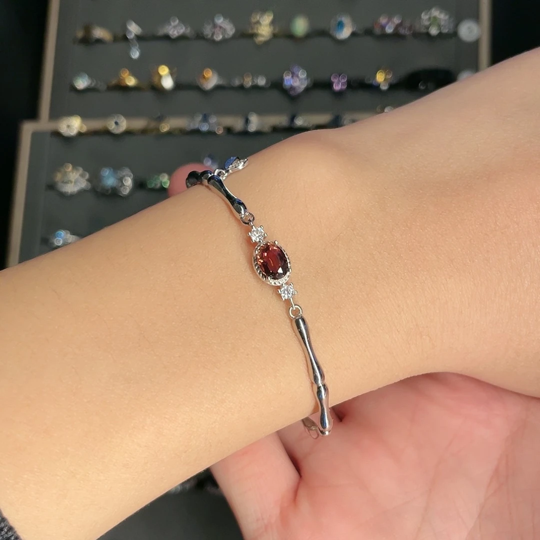 石榴石手链银S925镶嵌