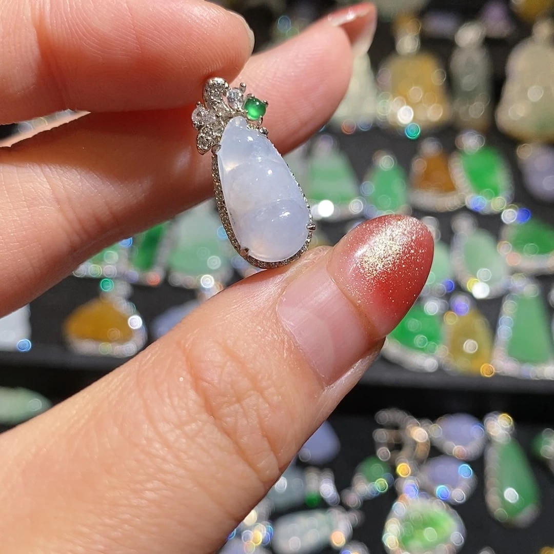 颈饰银S925镶嵌翡翠天然翡翠