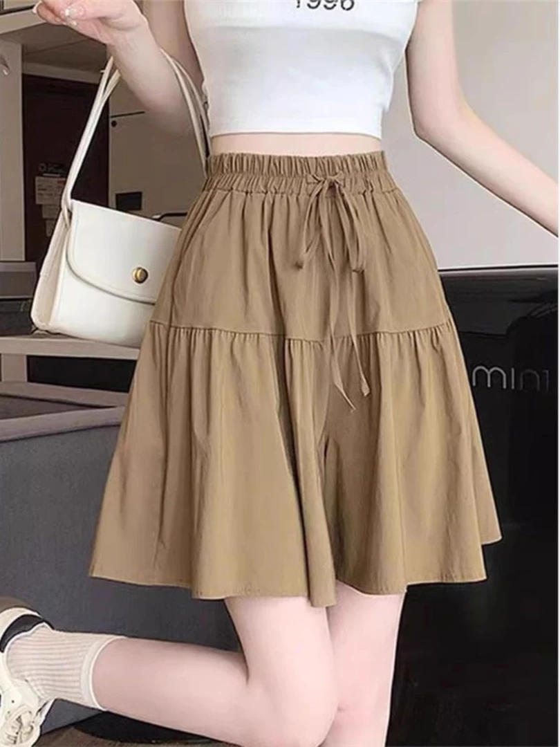 慵懒干阔裙裤2025短裤冰丝女夏季薄款大码宽松半身裙休闲五分裤