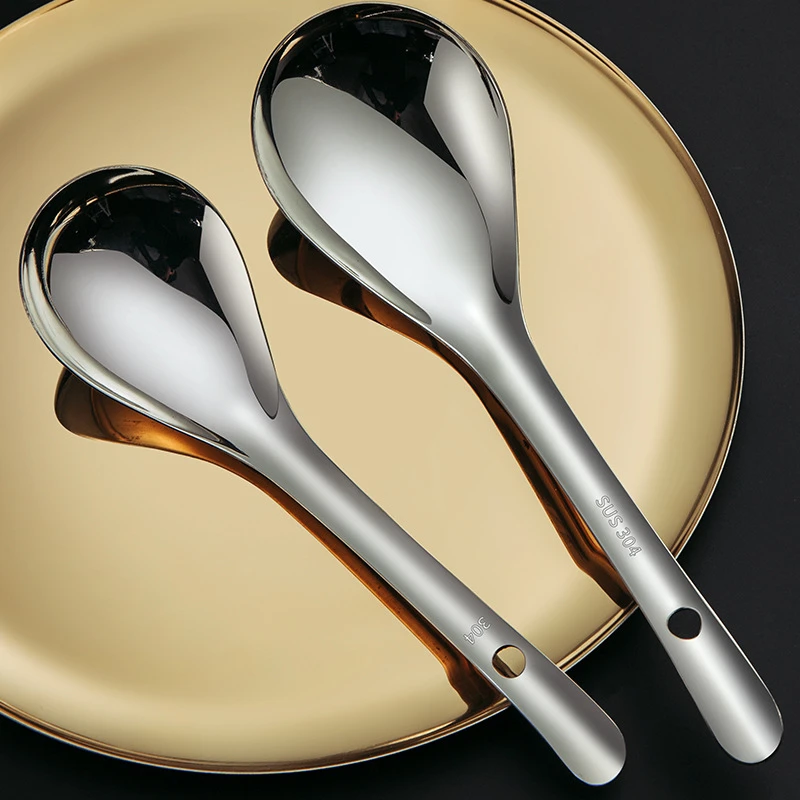 创意304不锈钢勺子家用长柄加厚大号多用勺饭堂打饭勺分菜勺汤勺