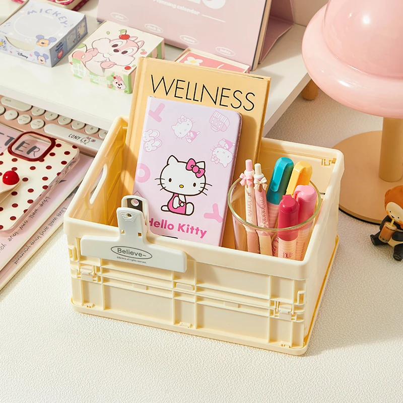 桌面收纳盒学生宿舍文具整理盒办公室工位杂物整理收纳筐可折叠